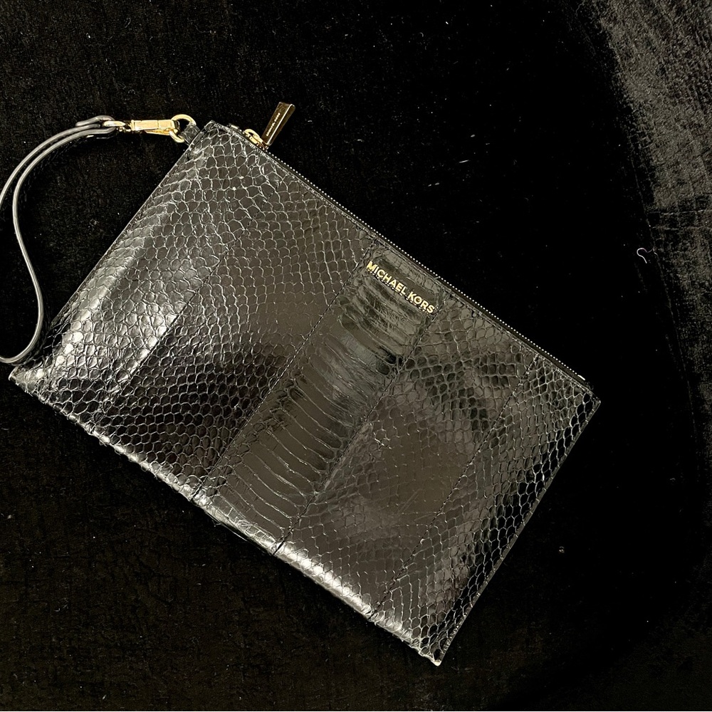 Michael Kors Black Snakeskin Clutch